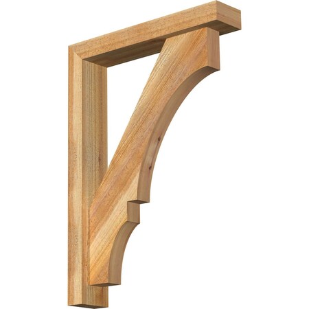Ekena Millwork Balboa Block Rough Sawn Bracket w/ Offset Brace, Western Red Cedar, 4"W x 20"D x 28"H BKT0402X20X28BOA05RWR